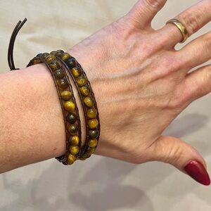 Tiger’s Eye Beaded Leather Wrap Bracelet